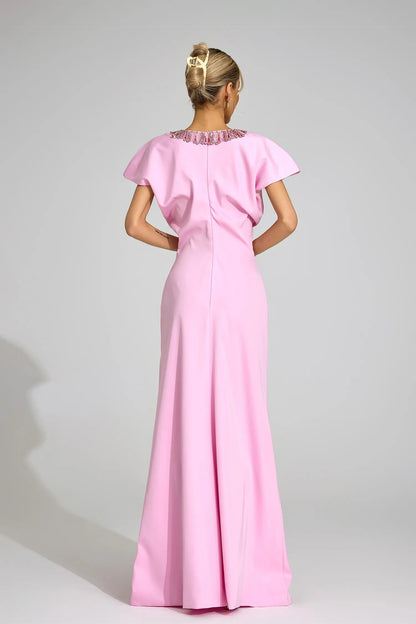 Asteria Pembe Elmas Maxi Elbise