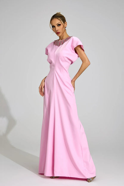 Asteria Pembe Elmas Maxi Elbise