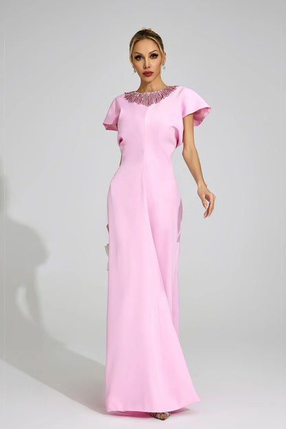 Asteria Pembe Elmas Maxi Elbise