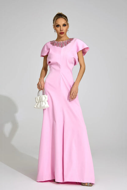 Asteria Pembe Elmas Maxi Elbise