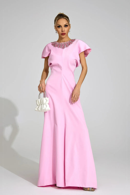 Asteria Pembe Elmas Maxi Elbise
