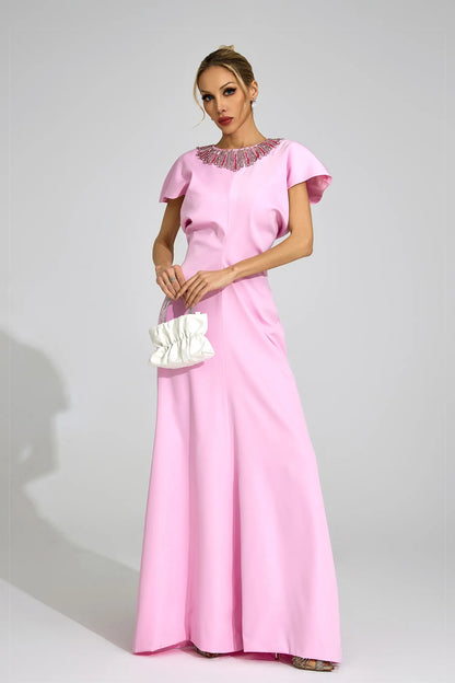 Asteria Pembe Elmas Maxi Elbise