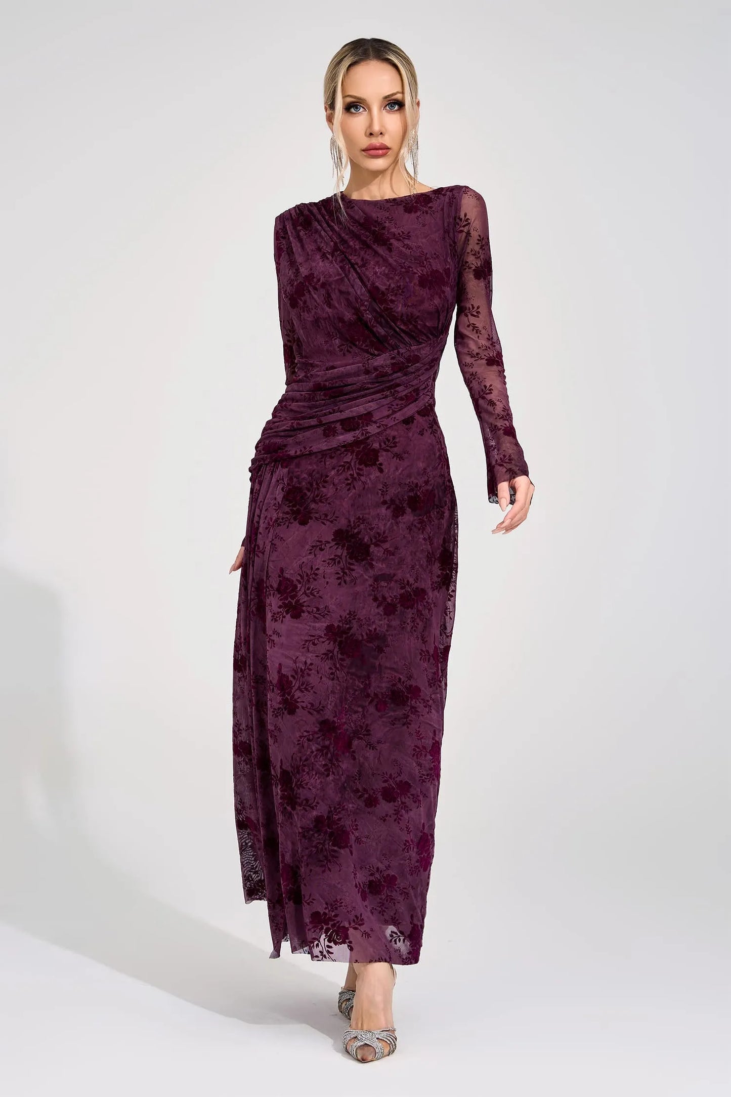 Henrietta Mor Baskılı Maxi Elbise
