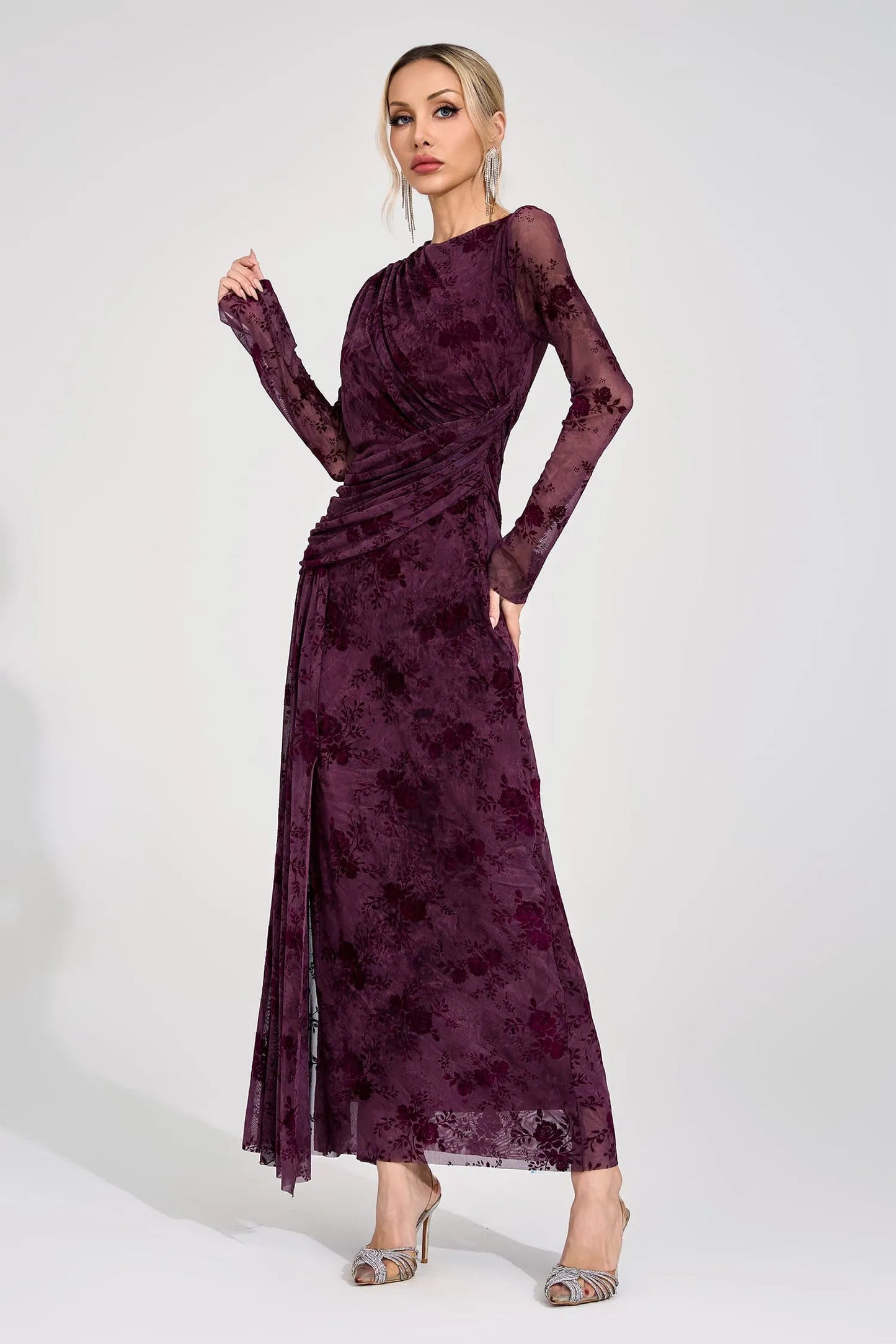 Henrietta Mor Baskılı Maxi Elbise