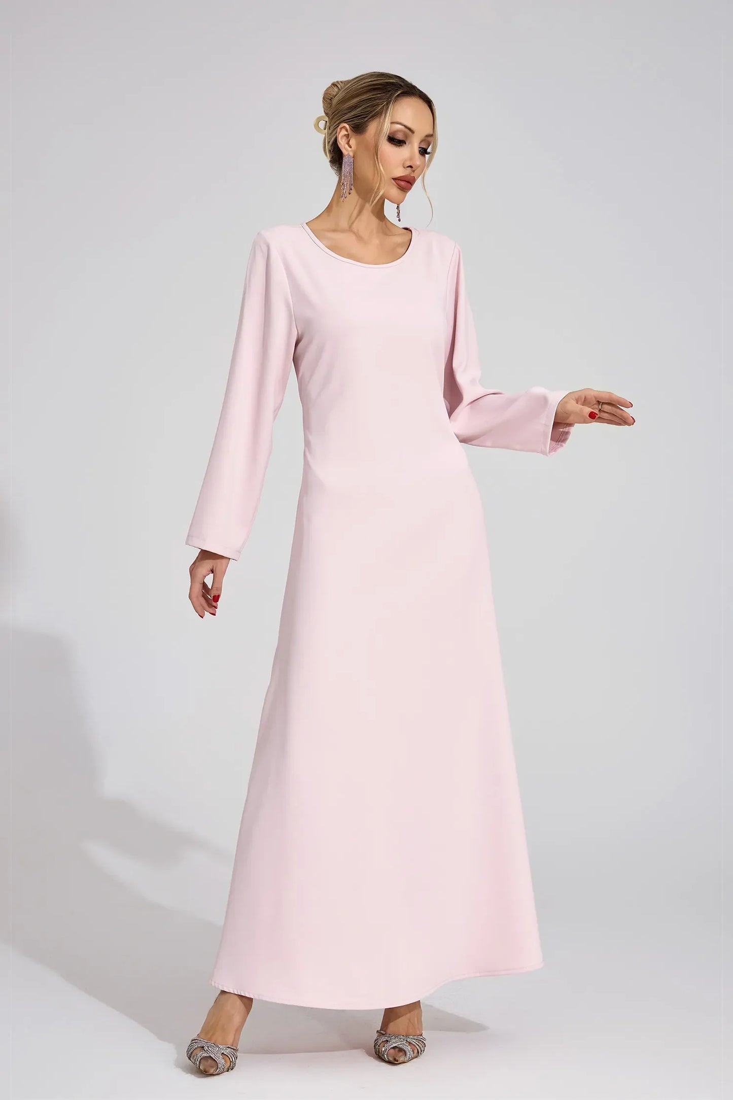 Aziel Pembe Elmas Maxi Elbise