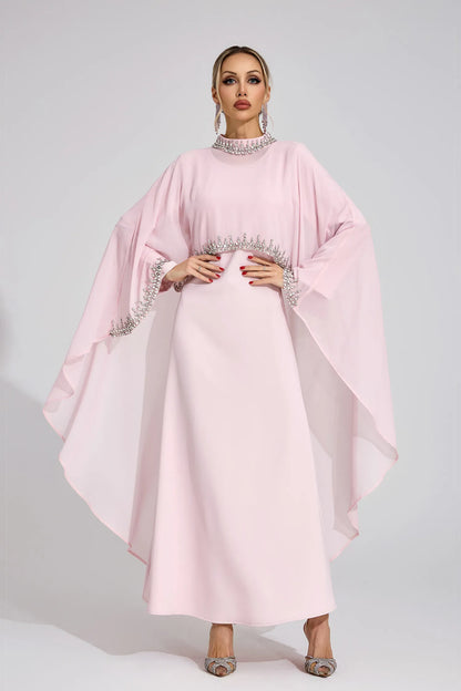 Aziel Pembe Elmas Maxi Elbise