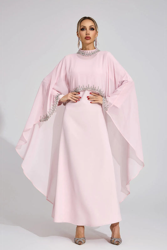 Aziel Pembe Elmas Maxi Elbise