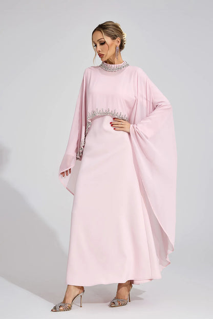 Aziel Pembe Elmas Maxi Elbise