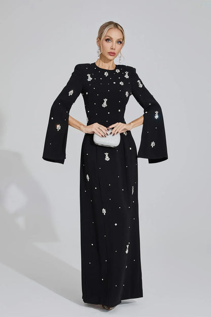 Vayla Siyah Elmas Maxi Elbise