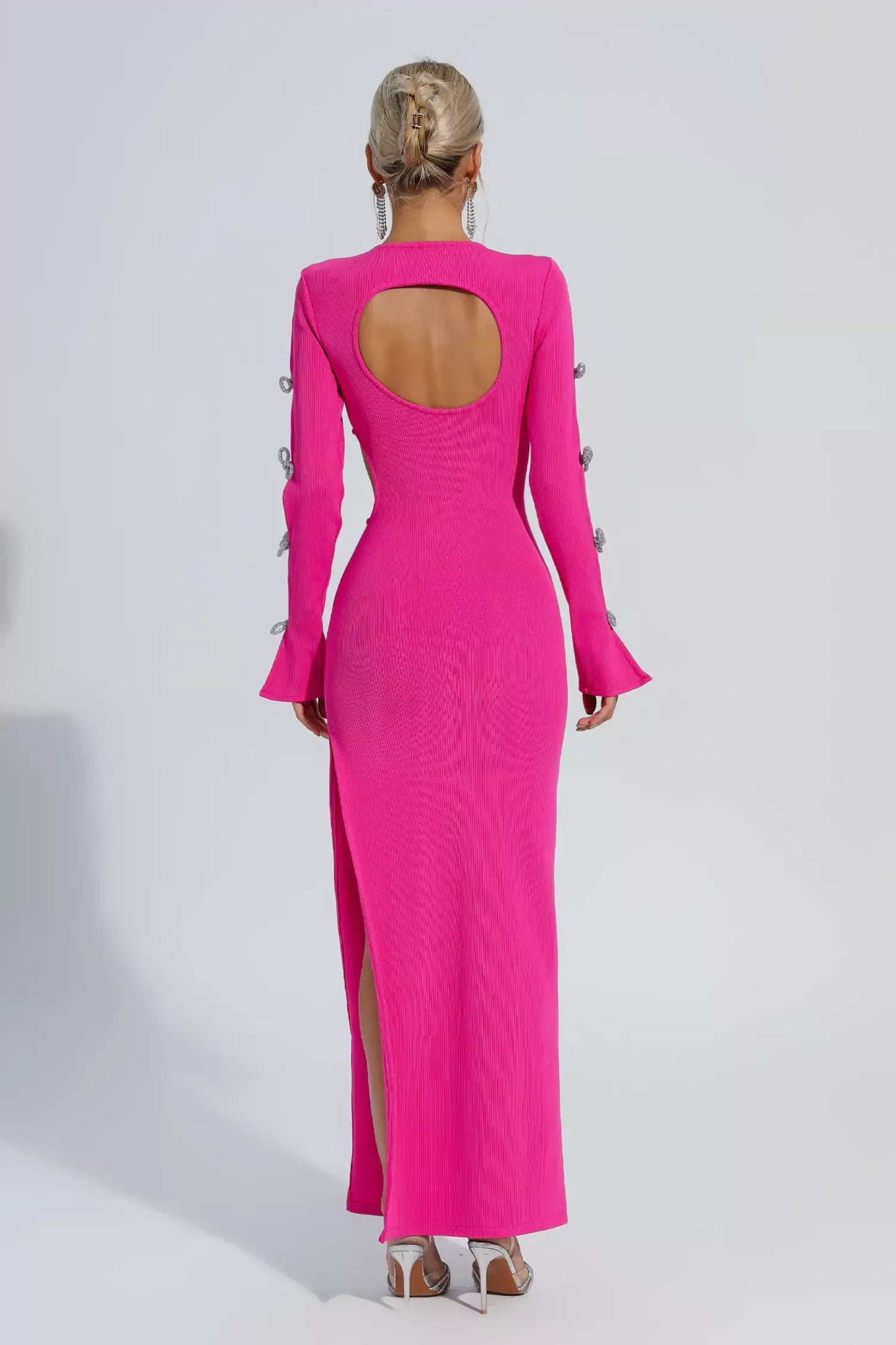 Jenna Pembe Kesik Bandaj Maxi Elbise