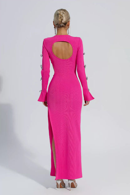 Jenna Pembe Kesik Bandaj Maxi Elbise