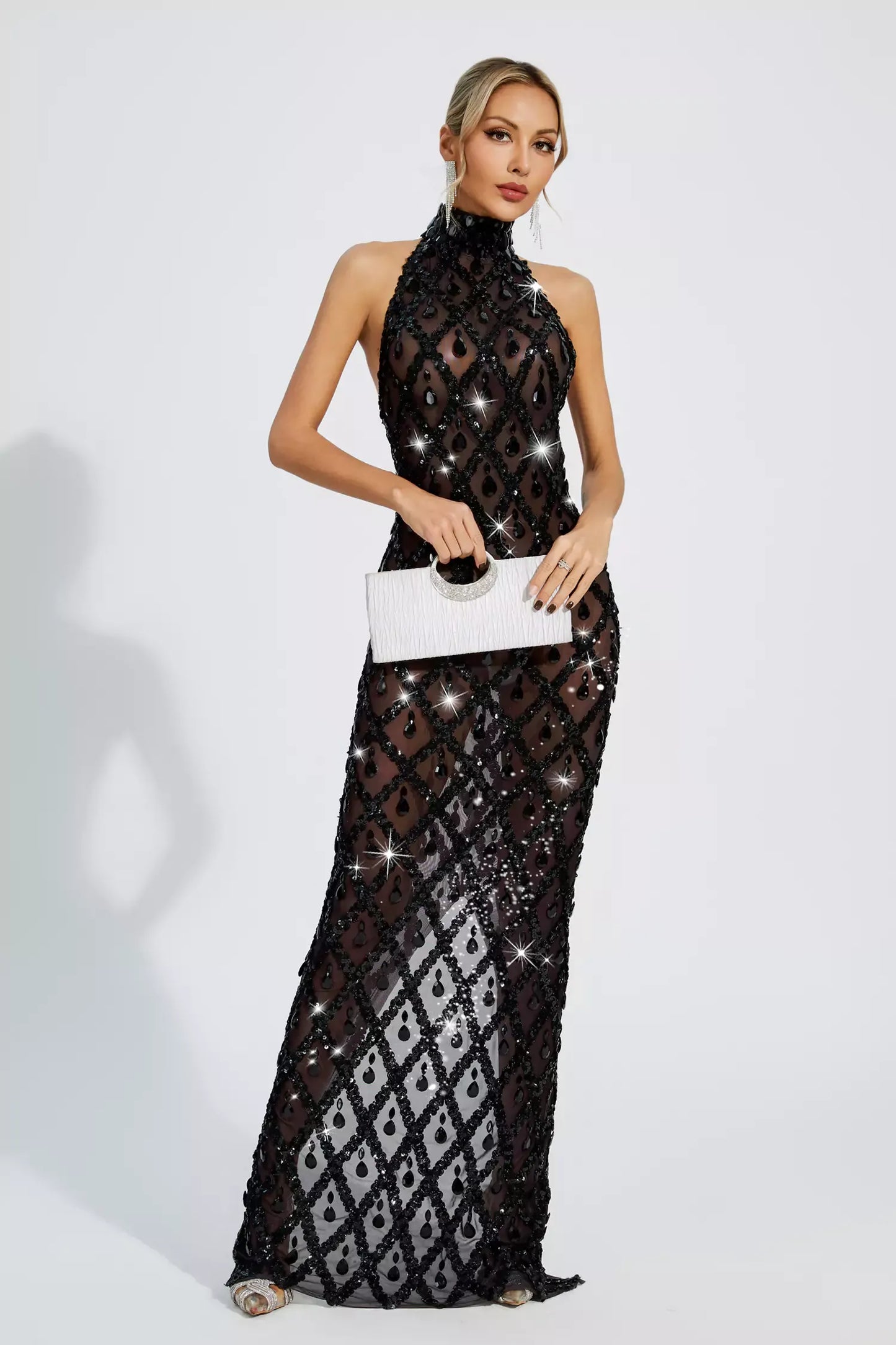 Louise Pembe Elmas Maxi Elbise (Astarsız)