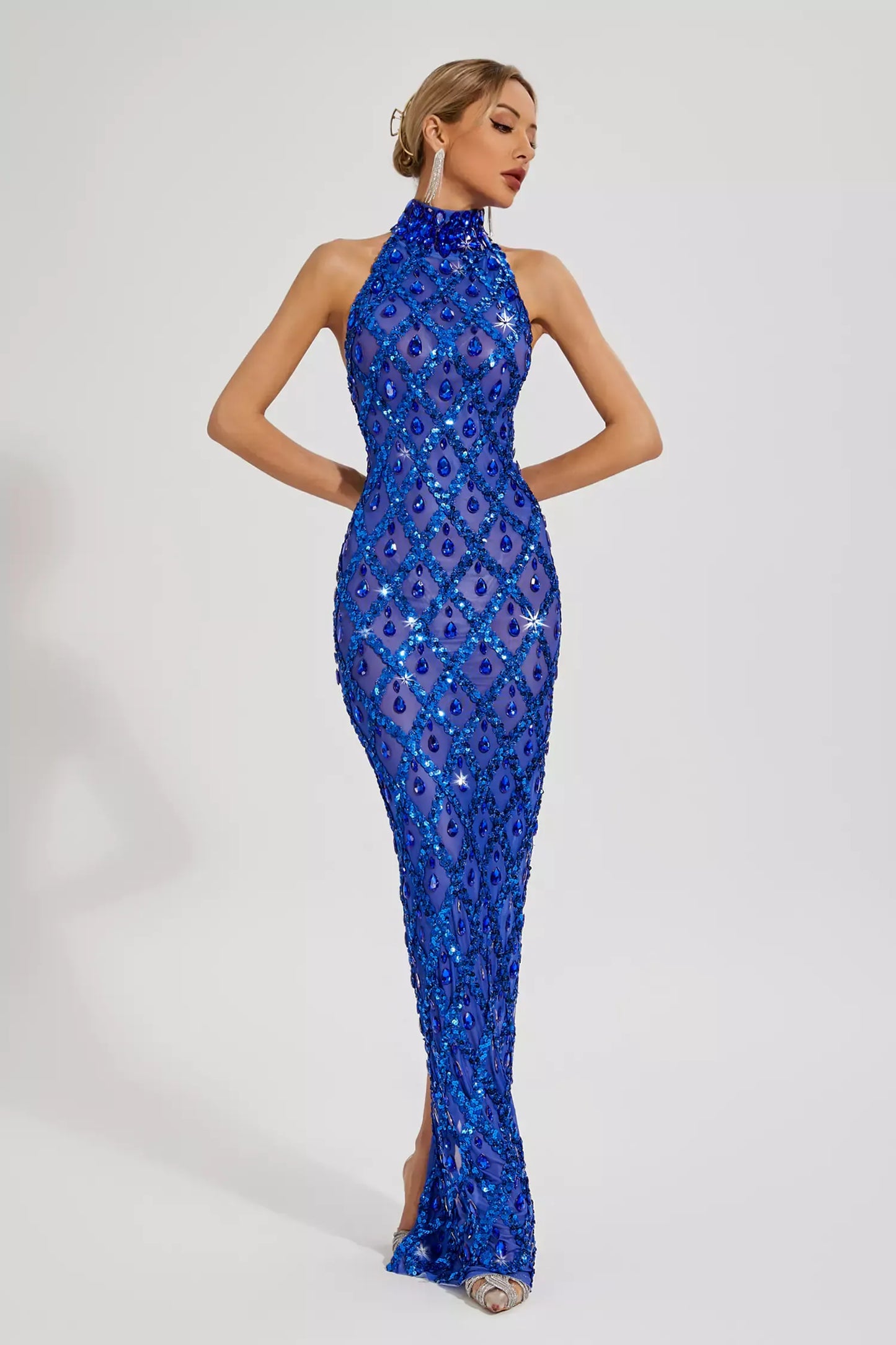 Louise Pembe Elmas Maxi Elbise (Astarsız)