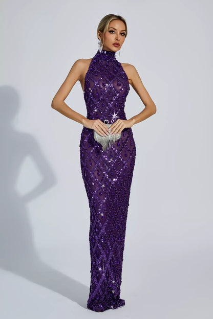Louise Pembe Elmas Maxi Elbise (Astarsız)