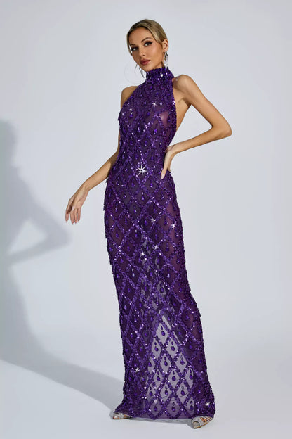 Louise Pembe Elmas Maxi Elbise (Astarsız)