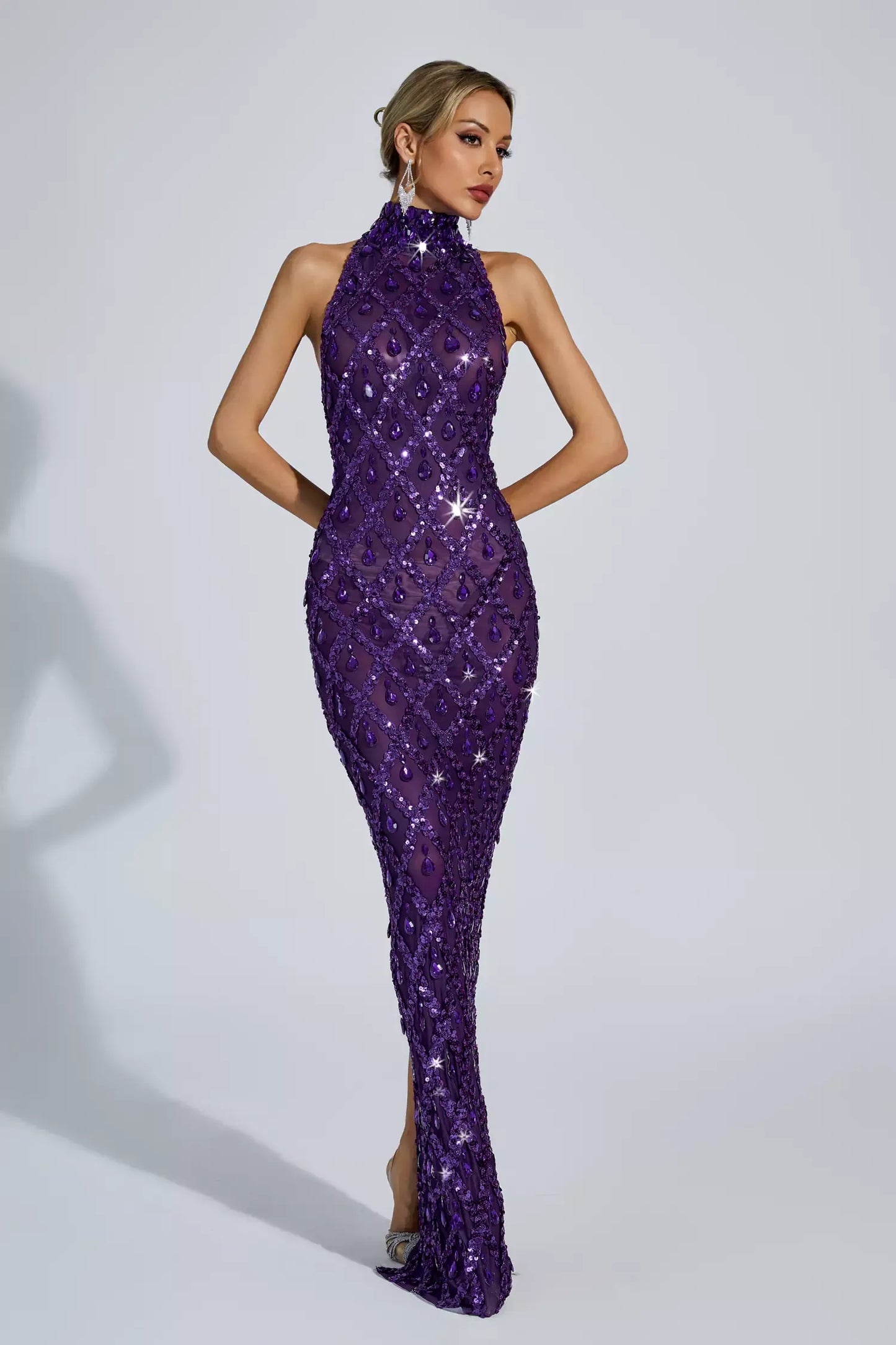 Louise Mor Elmas Maxi Elbise (Astarsız)