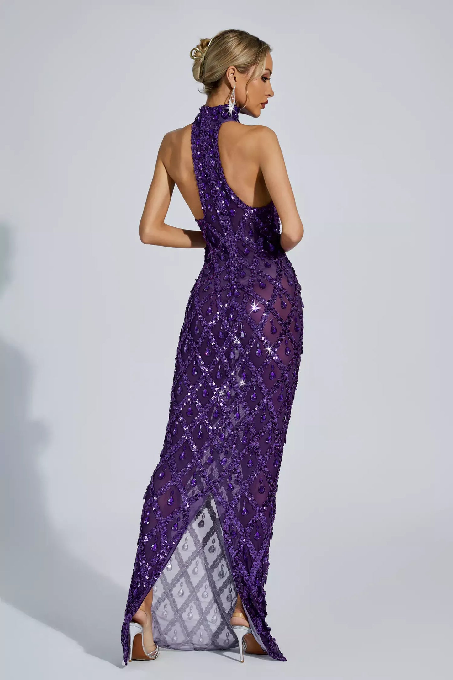 Louise Mor Elmas Maxi Elbise (Astarsız)