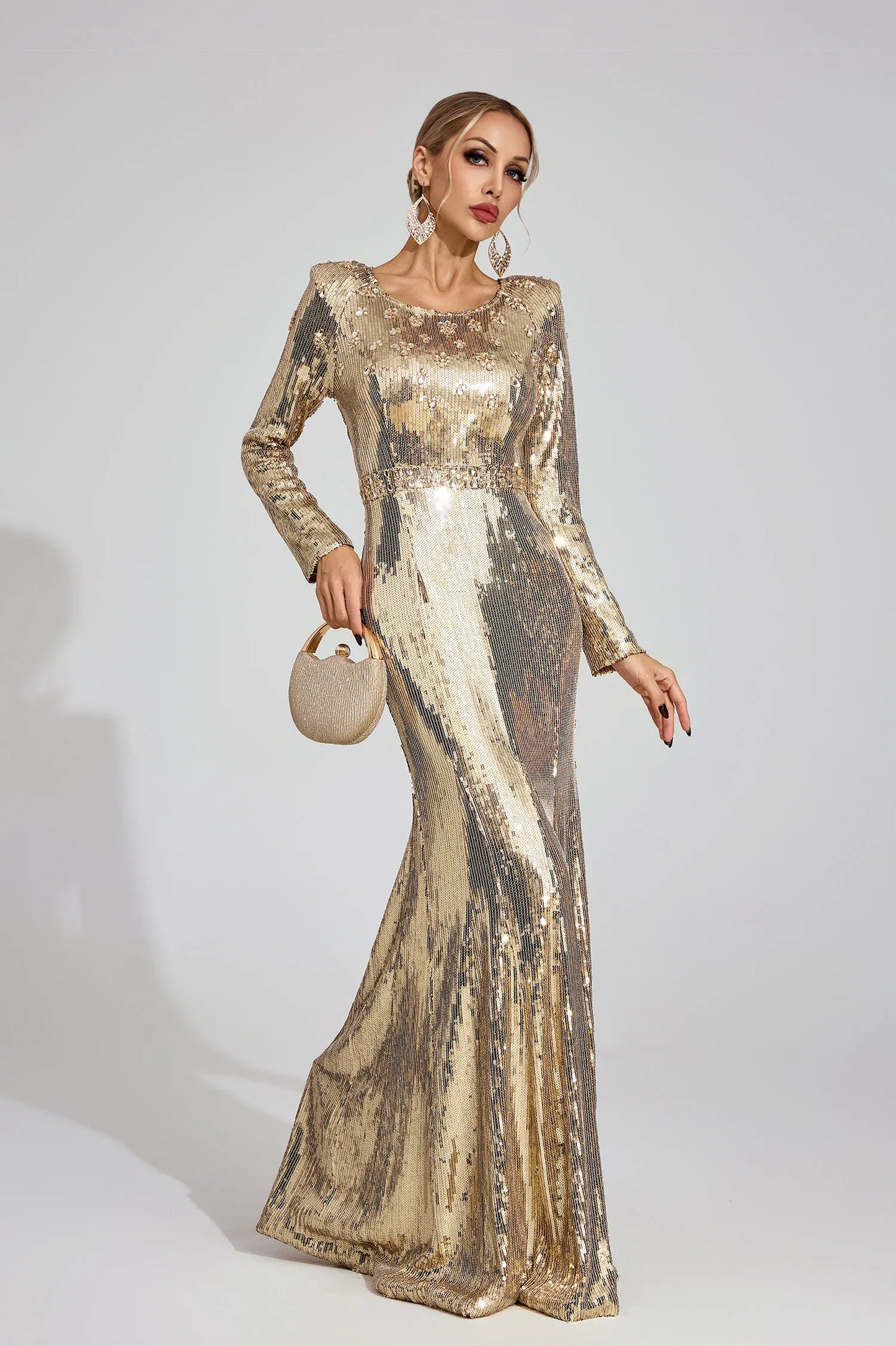 Collins Altın Payetli Maxi Elbise