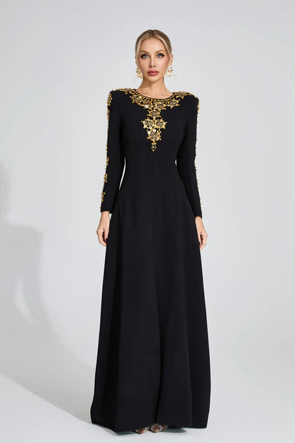 Elowen Siyah Elmas Maxi Elbise