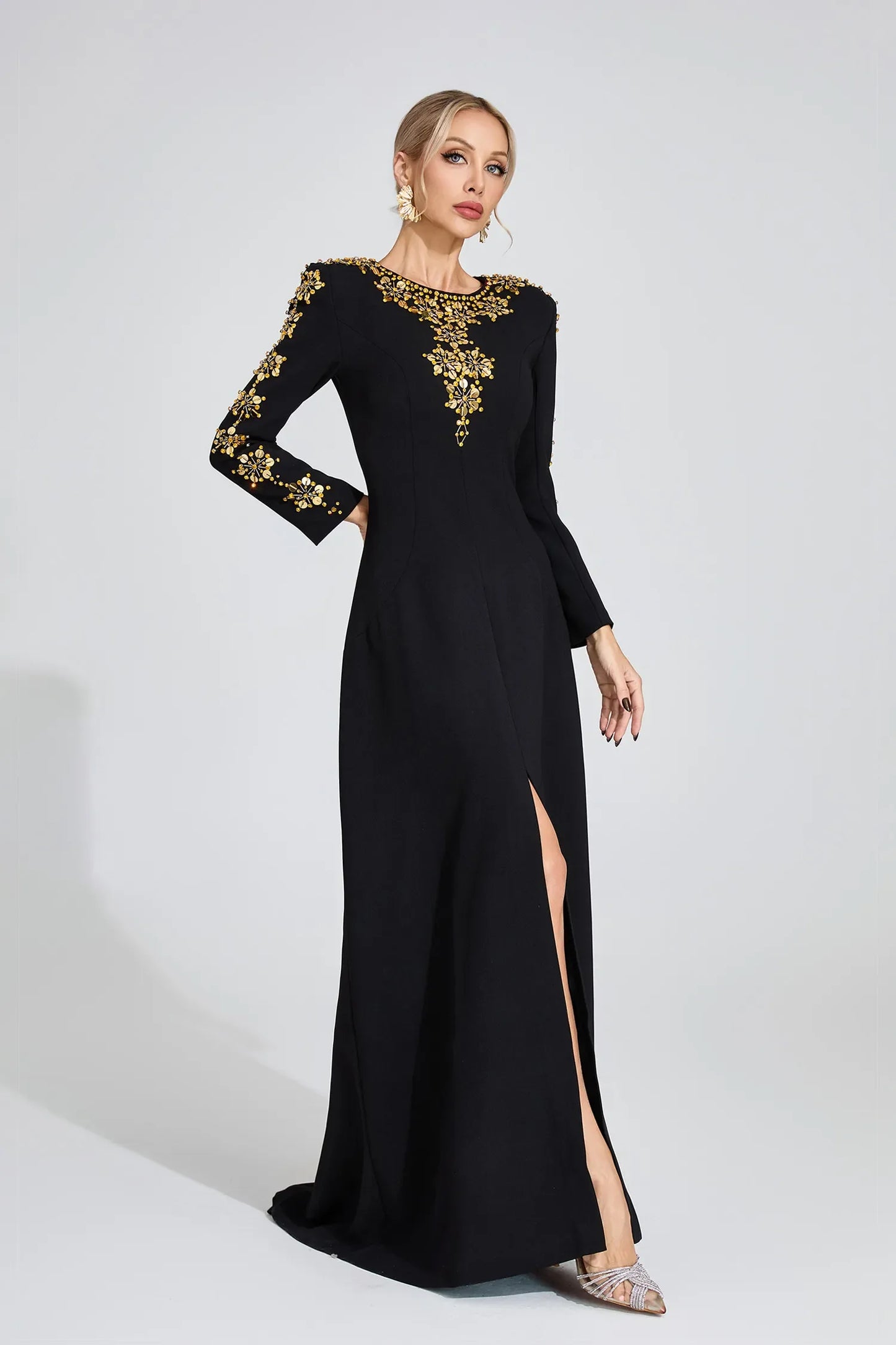 Elowen Siyah Elmas Maxi Elbise