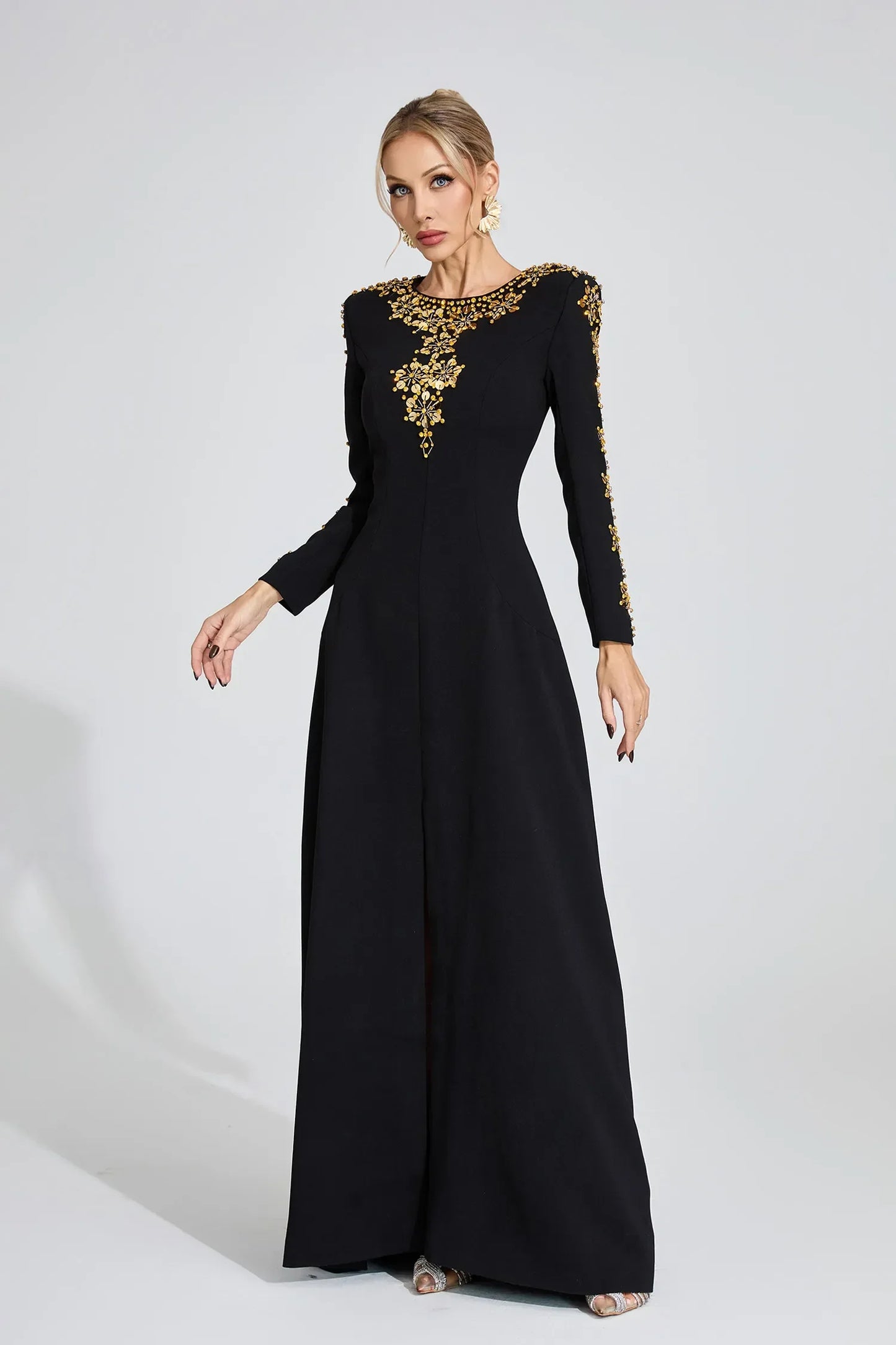 Elowen Siyah Elmas Maxi Elbise