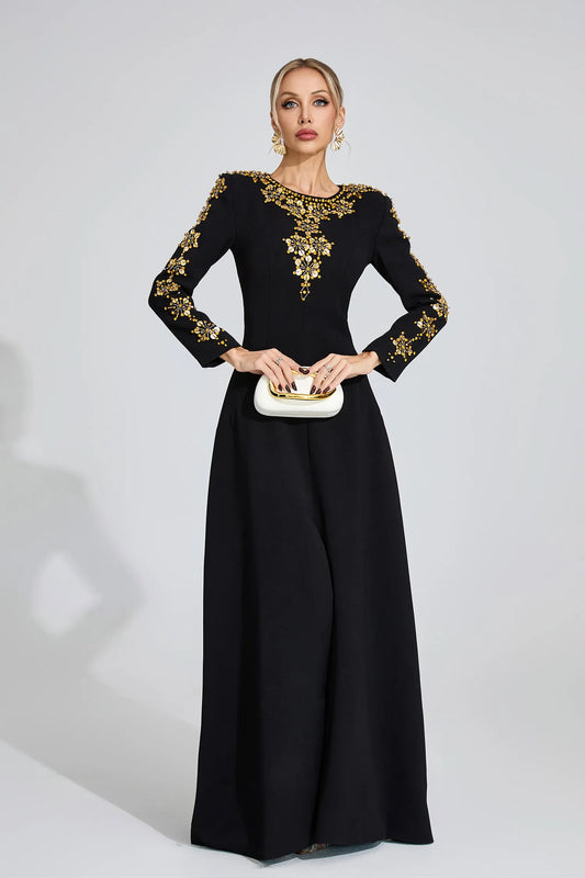 Elowen Siyah Elmas Maxi Elbise