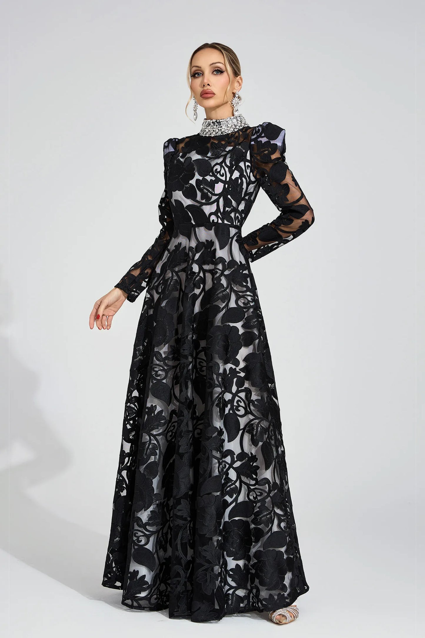 Philippa Siyah Elmas Maxi Elbise