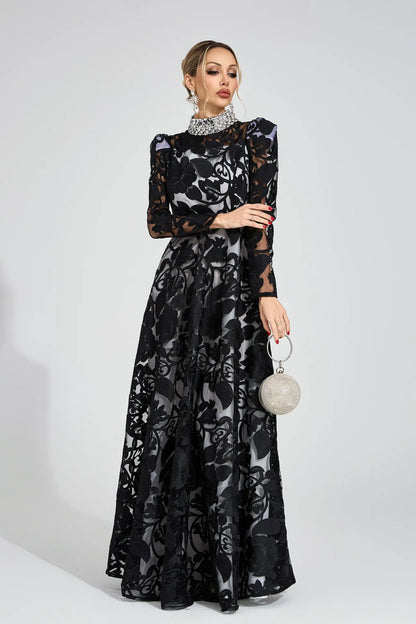 Philippa Siyah Elmas Maxi Elbise