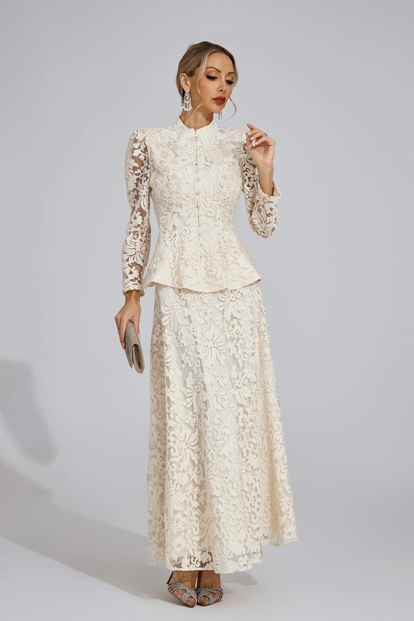 Leontine Kayısı Dantel İkili Set