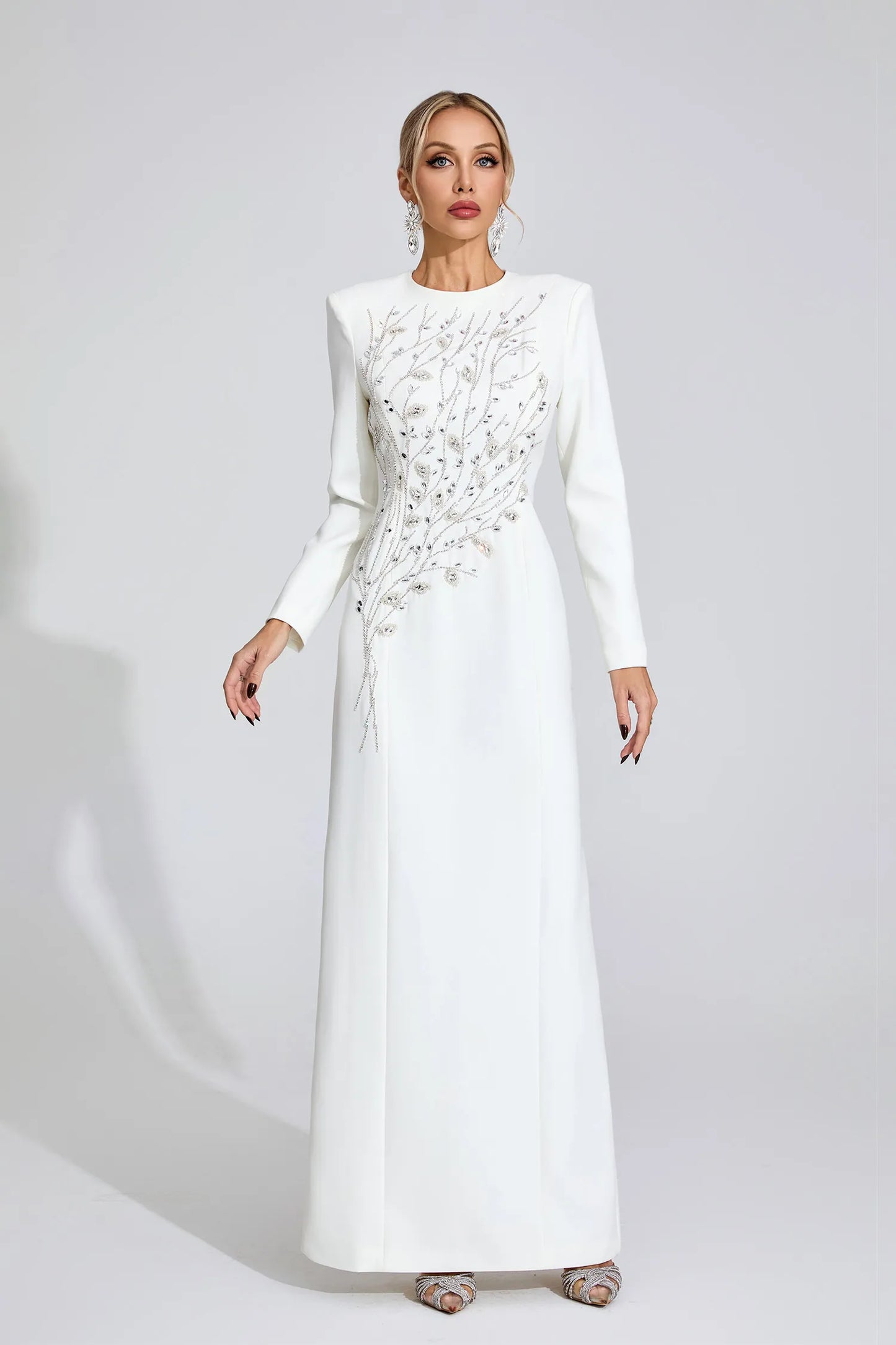 Kinsley Beyaz Elmas Maxi Elbise