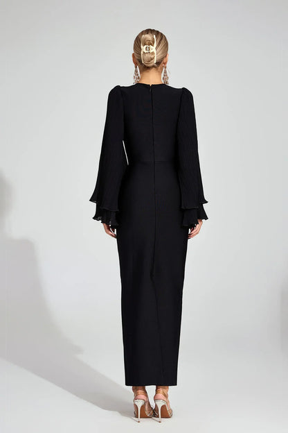 Aerin Siyah Bandaj Maxi Elbise