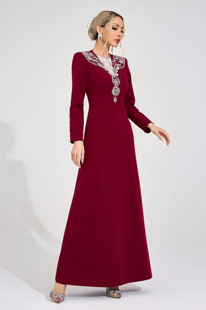 Runa Kırmızı Elmas Maxi Elbise