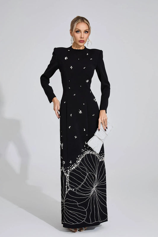 Ayten Siyah Elmas Maxi Elbise