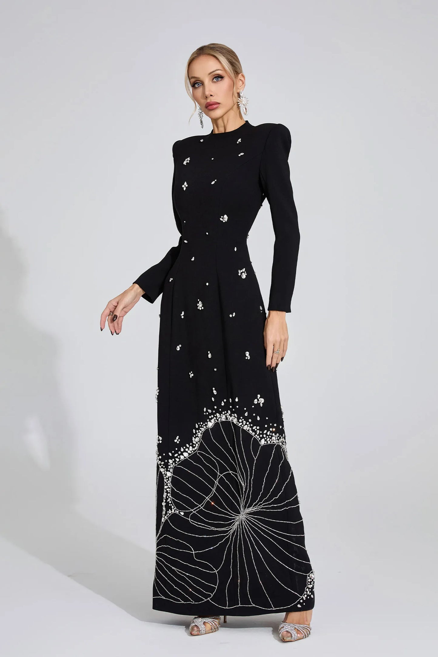 Ayten Siyah Elmas Maxi Elbise