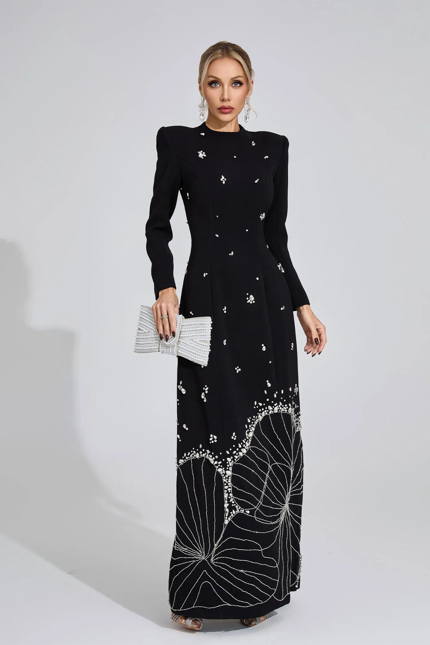 Ayten Siyah Elmas Maxi Elbise