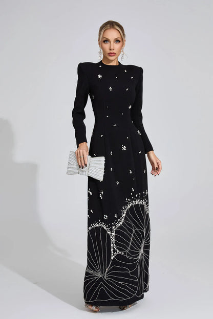 Ayten Siyah Elmas Maxi Elbise