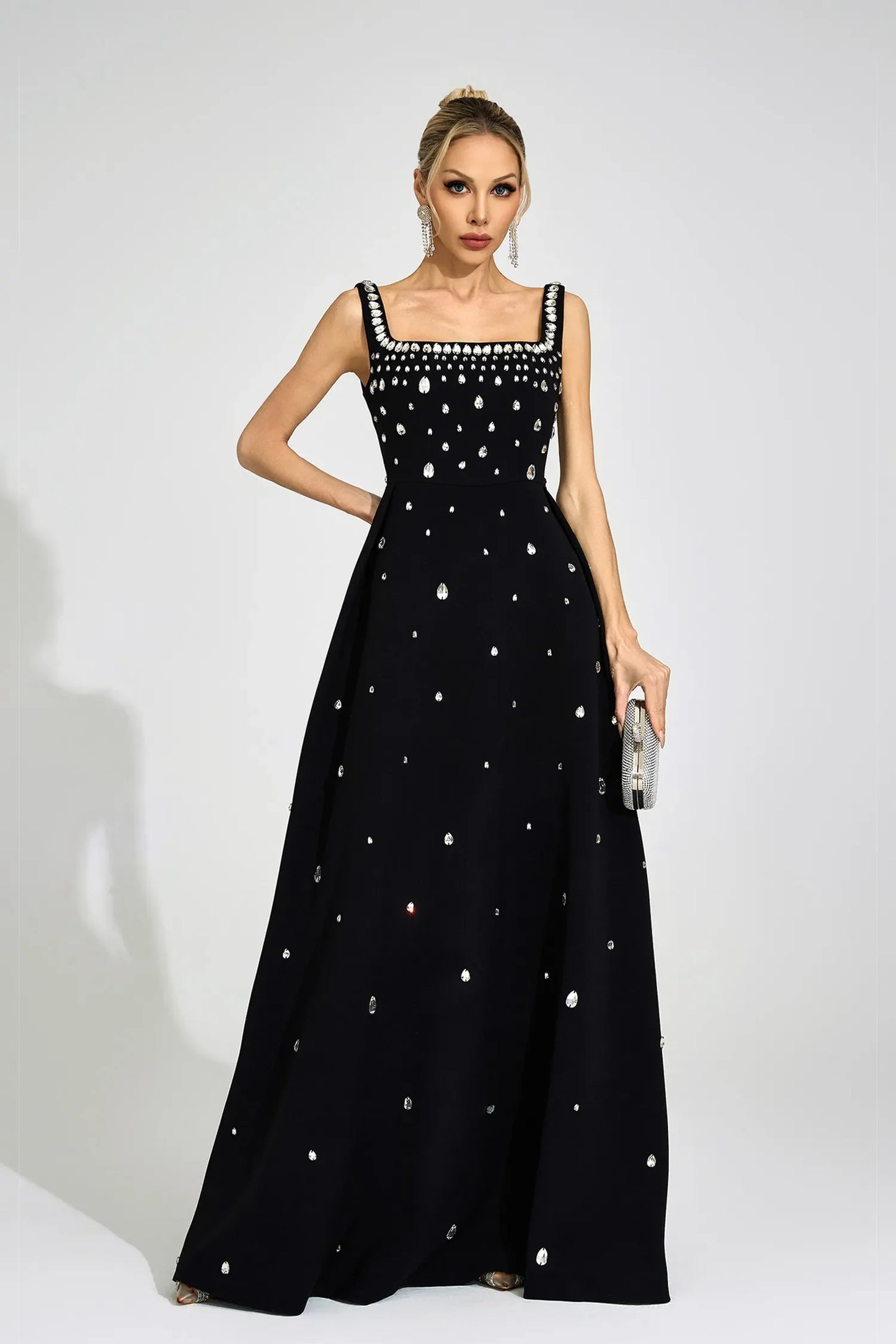 Caelia Siyah Elmas Maxi Elbise