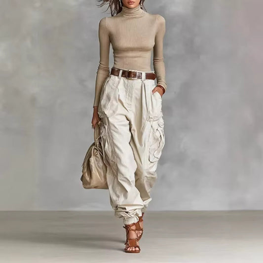 Yüksek Bel Kargo Chino Pantolon: Rahat Stil ve Modern Konfor