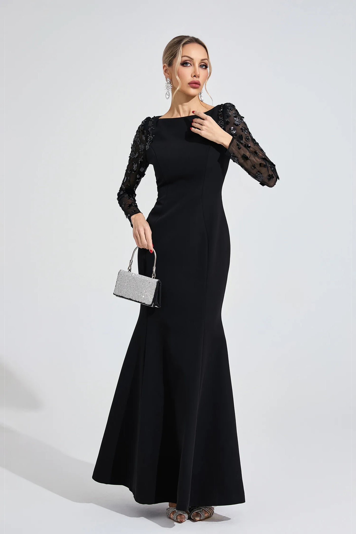 Loretta Siyah Elmas Maxi Elbise