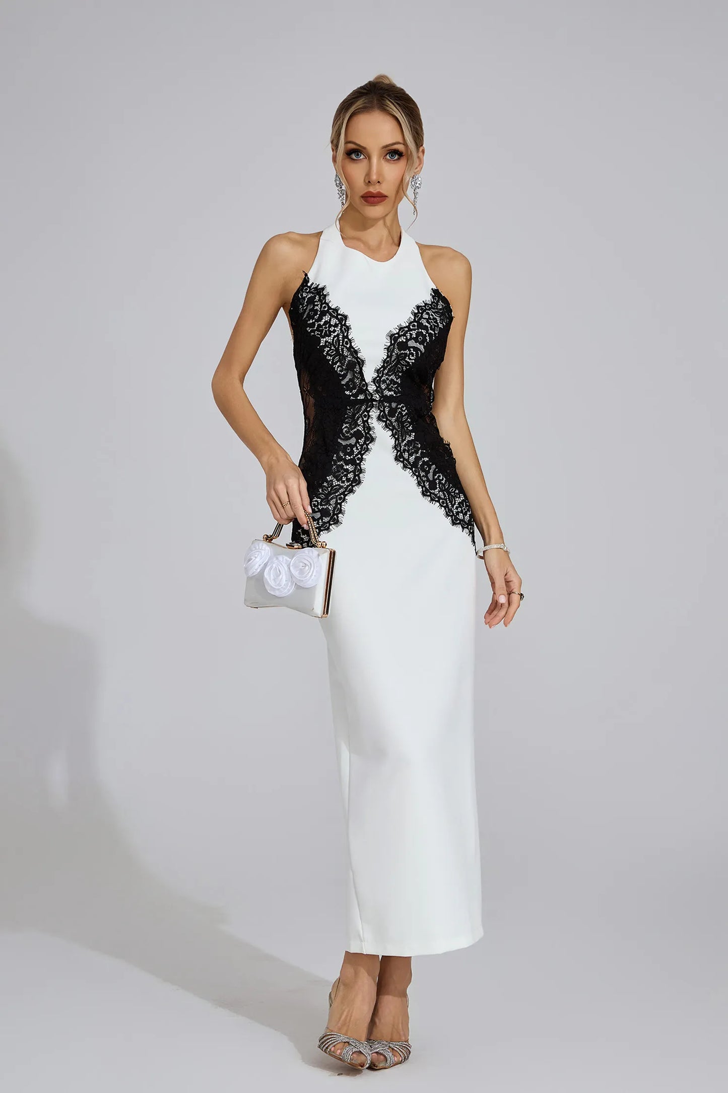 Arvessa Beyaz Halter Maxi Elbise