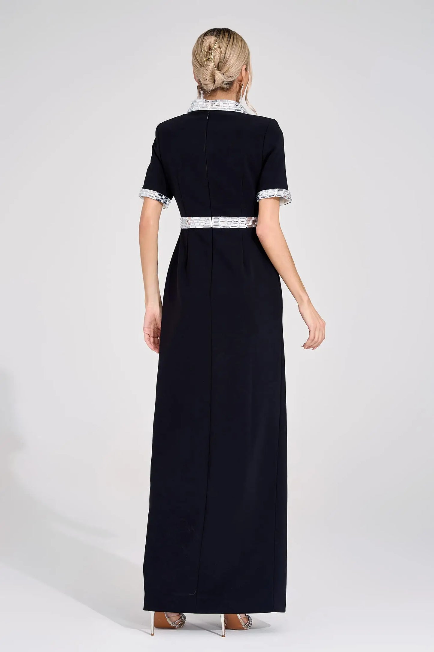 Theodora Siyah Elmas Maxi Elbise
