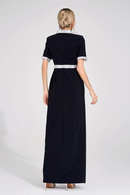 Theodora Siyah Elmas Maxi Elbise