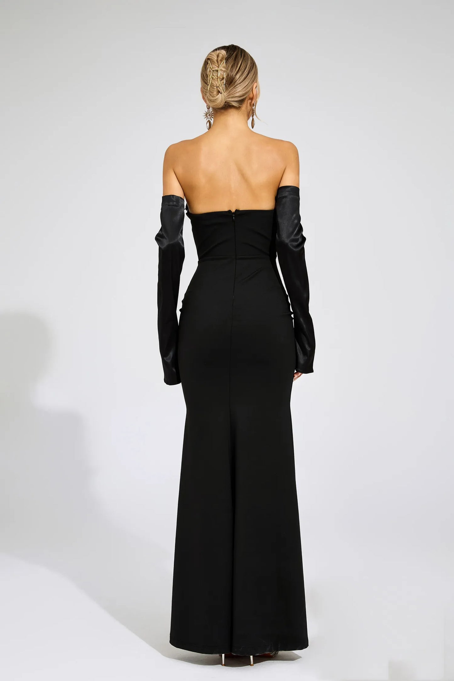 Sidonie Siyah Off Shoulder Bandaj Maxi Elbise