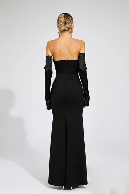 Sidonie Siyah Off Shoulder Bandaj Maxi Elbise